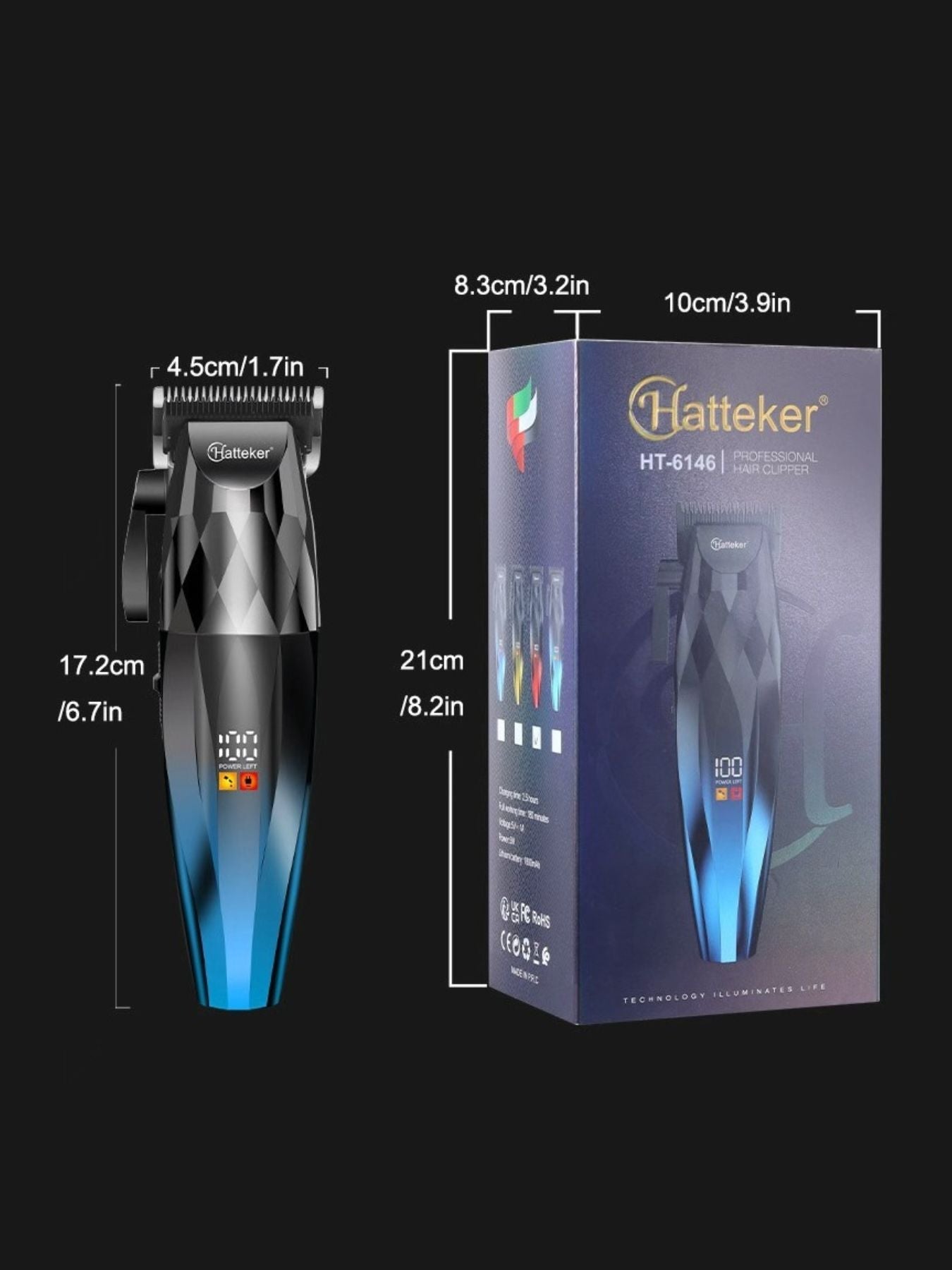 Cordless Hair Clipper with LED Display Unique Oils