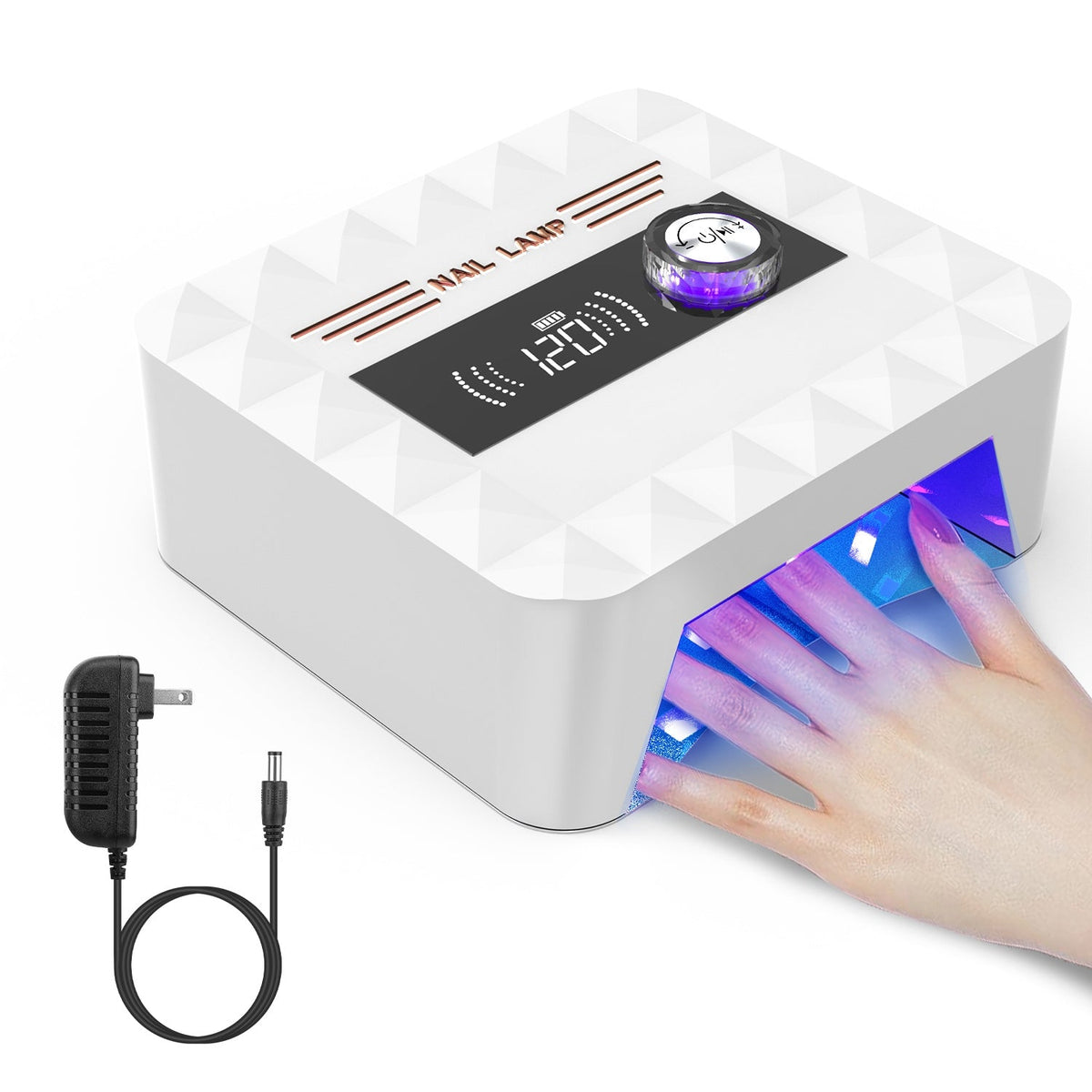 120W Cordless UV Nail Lamp Rechargeable Gel Curing Lamp Gel Polish Light Nail Dryer with LED Display 1-120S Timer Settings 30 LED Beads for Salon and Gamba Beauty