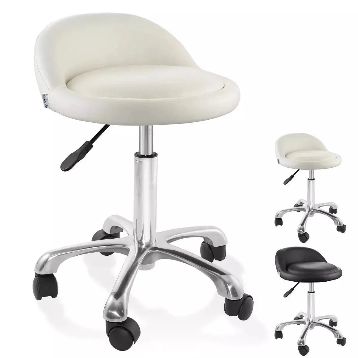 Rolling Hydraulic Salon Stool with Backrest - Adjustable Swivel Chair Platinum-Level Office Chairs