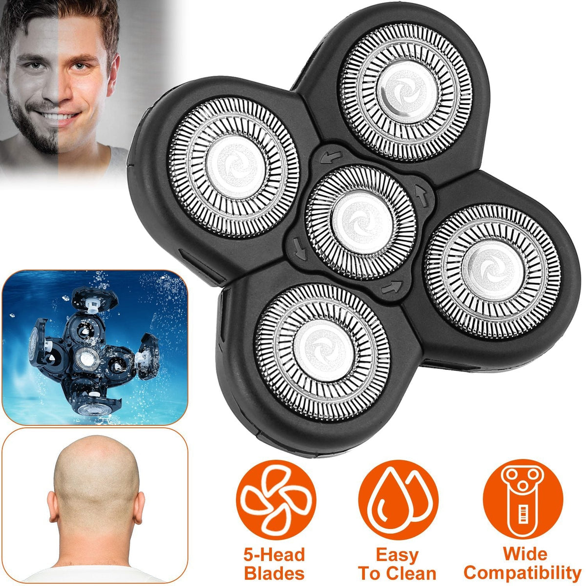 Men Electric Shaver Replacement Blade 5 Heads Beard Cutter Replacement Razor Blade Shaver Head GBruno Store