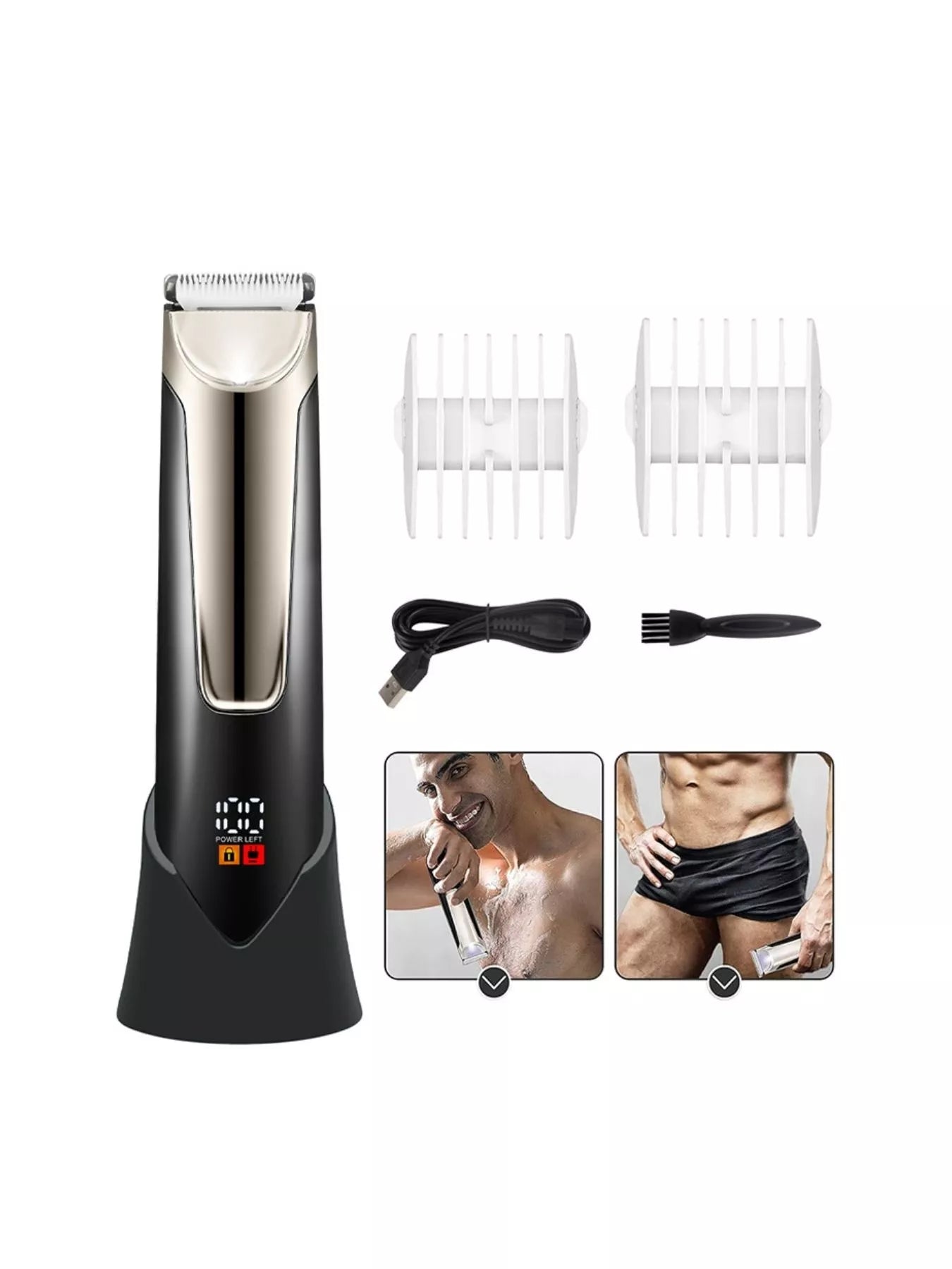 Men's Waterproof Electric Trimmer with LCD & Dock Charging Unique Oils