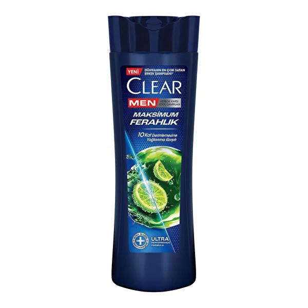 Clear Men Maximum Refreshness Shampoo for Oily Scalp - 11.83 fl oz - Anti-Dandruff, Lemon Extract, 3ZeroTech Technology Beauty Care Bag