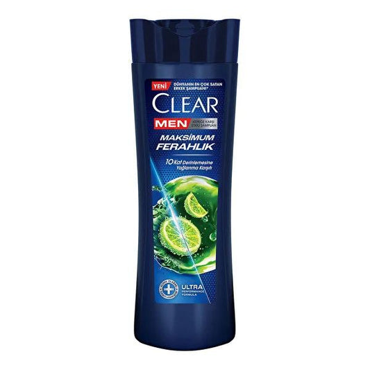 Clear Men Maximum Refreshness Shampoo for Oily Scalp - 11.83 fl oz - Anti-Dandruff, Lemon Extract, 3ZeroTech Technology Beauty Care Bag