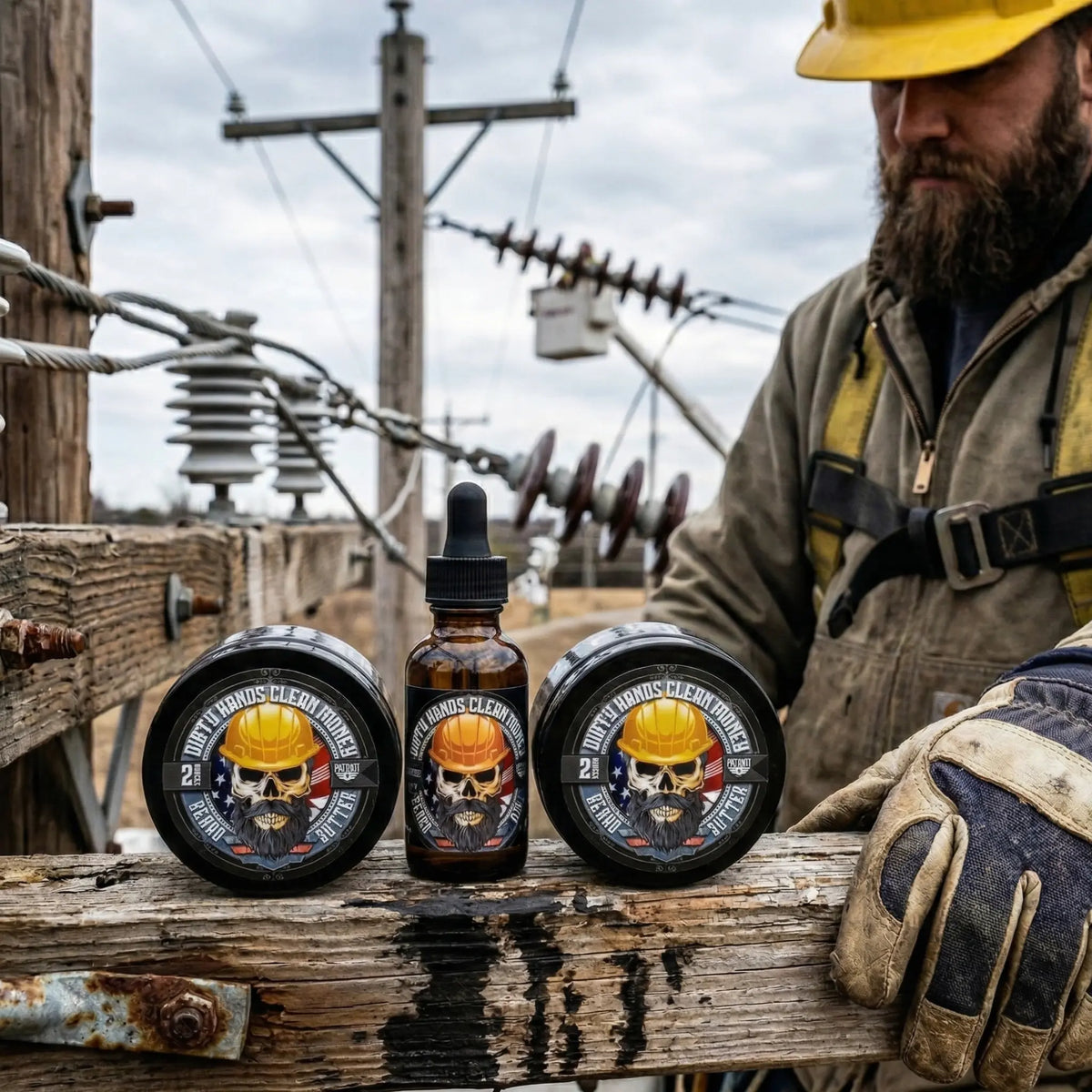 Dirty Hands Clean Money Beard Balm Leather and Oakmoss Patriot And Company