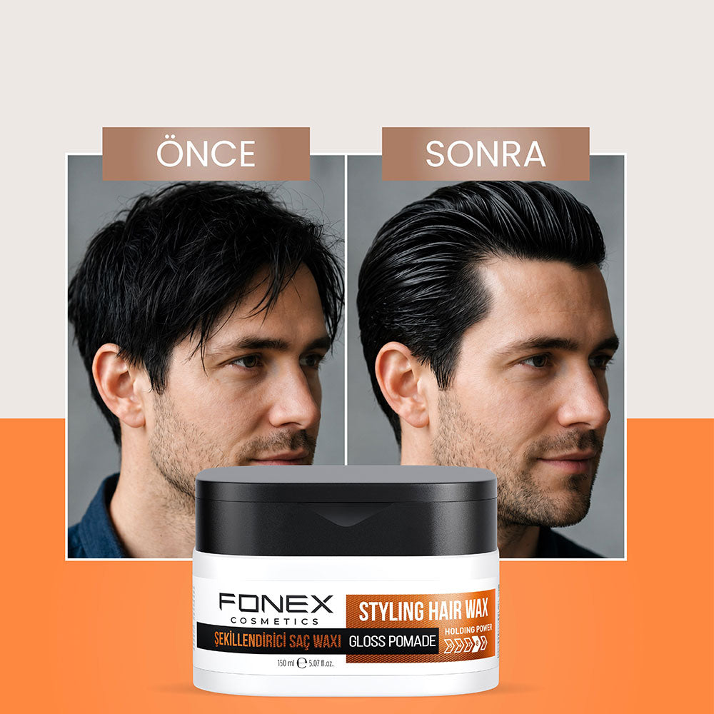 Fonex Styling Hair Wax Gloss Pomade High Shine 150ml Beauty Care Bag