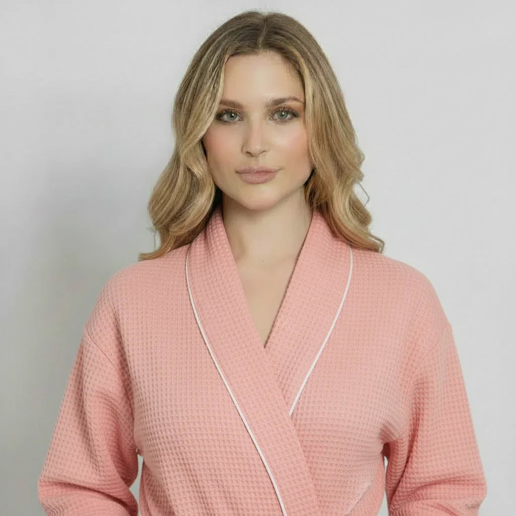 Knee-Length Waffle Robe for Women Lotus Linen