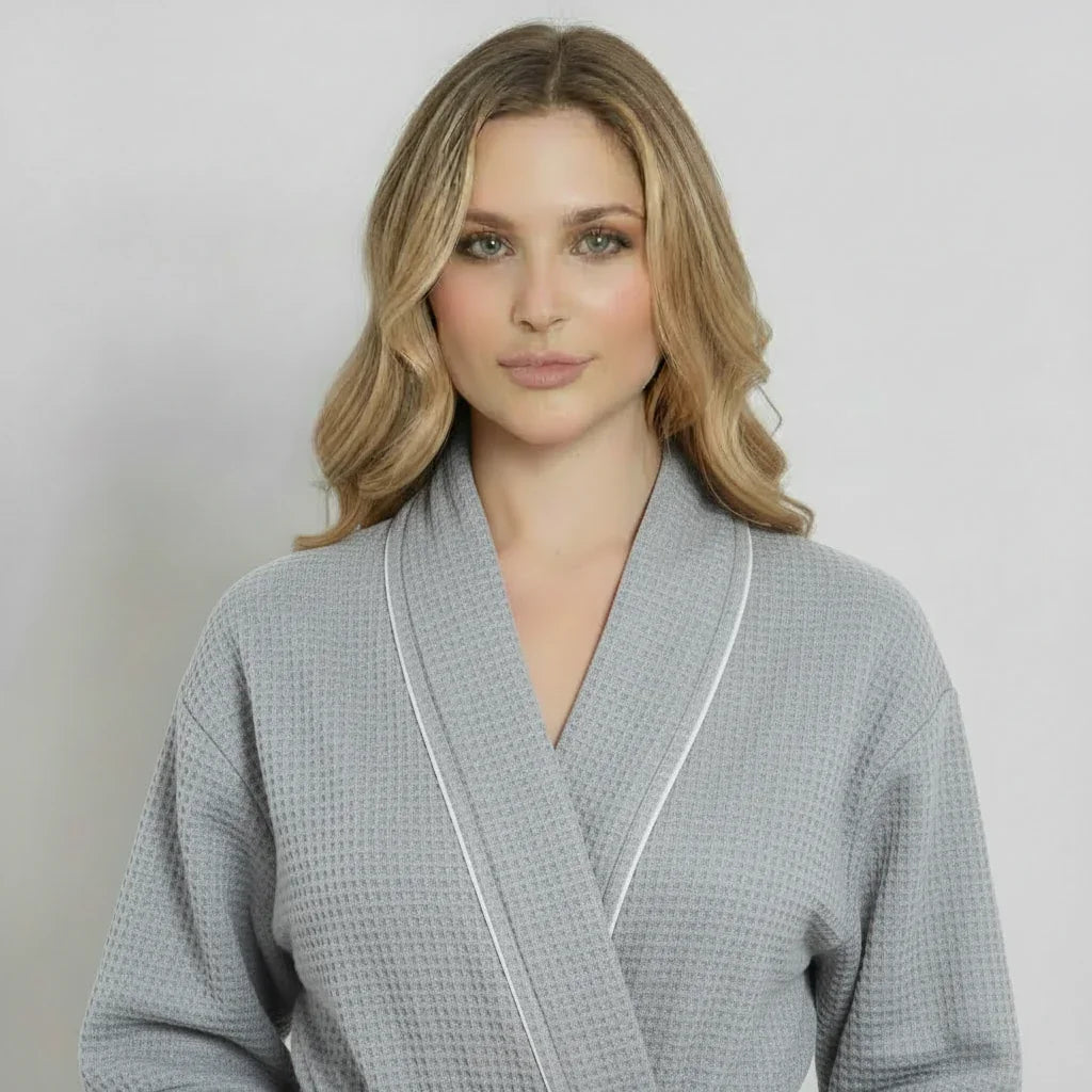 Knee-Length Waffle Robe for Women Lotus Linen