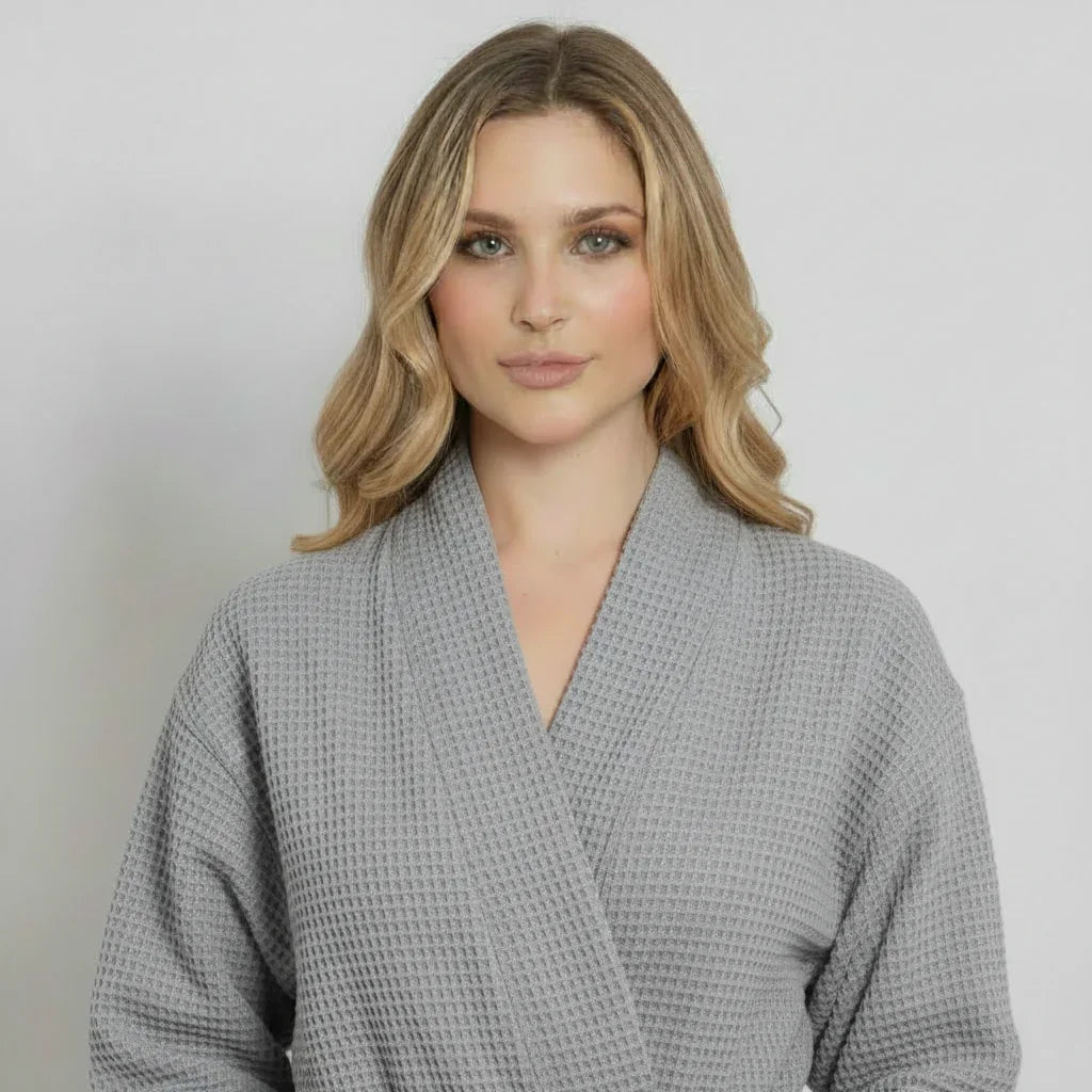 Knee-Length Waffle Robe for Women Lotus Linen