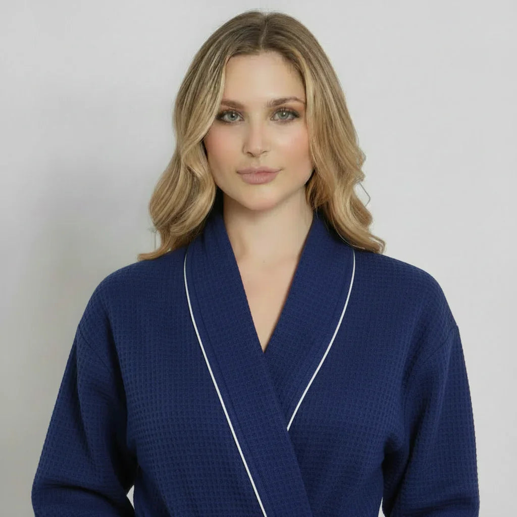 Knee-Length Waffle Robe for Women Lotus Linen