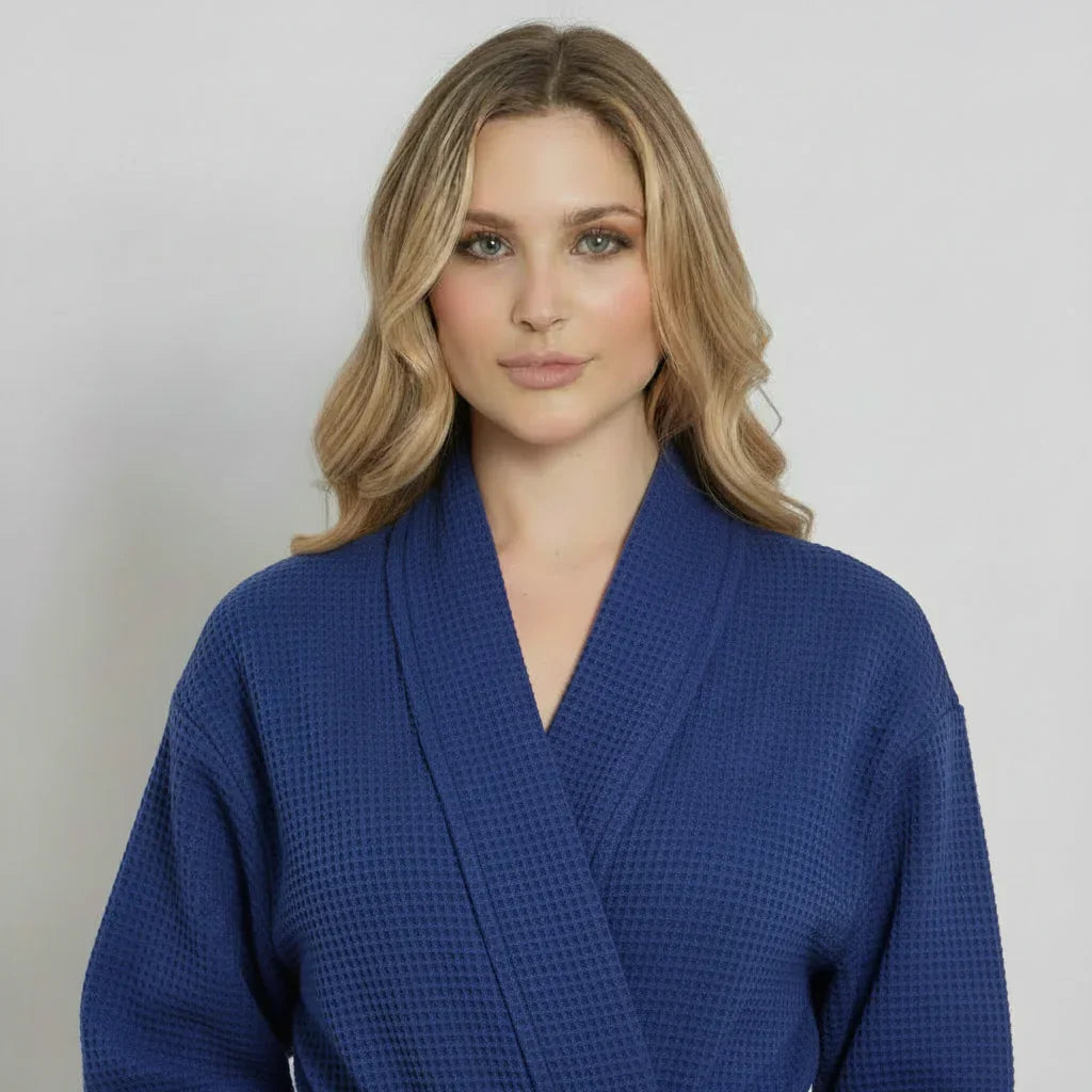 Knee-Length Waffle Robe for Women Lotus Linen