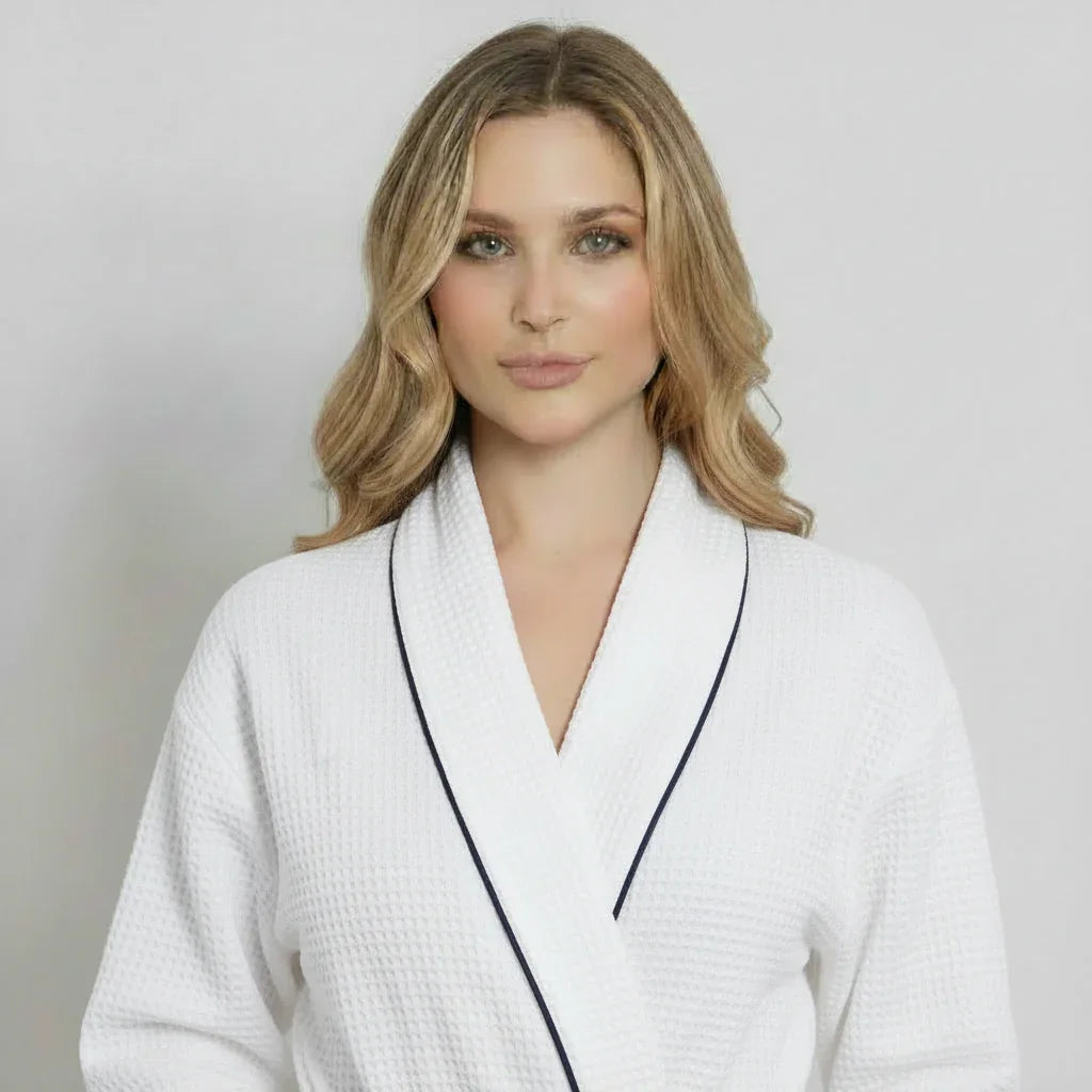 Knee-Length Waffle Robe for Women Lotus Linen