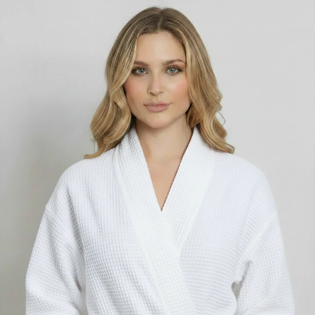 Knee-Length Waffle Robe for Women Lotus Linen