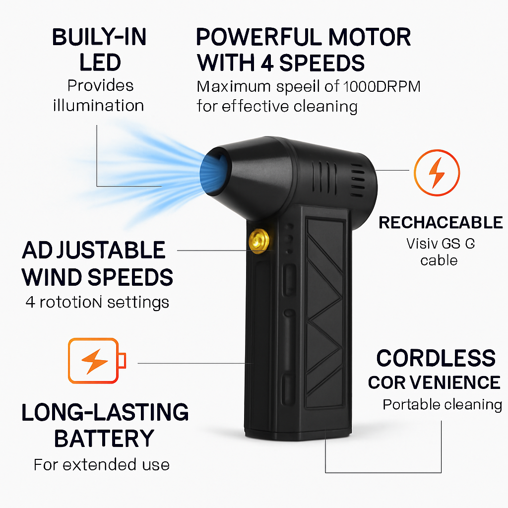 Compressed Air Duster with LED Light for Home Use LJGDeals