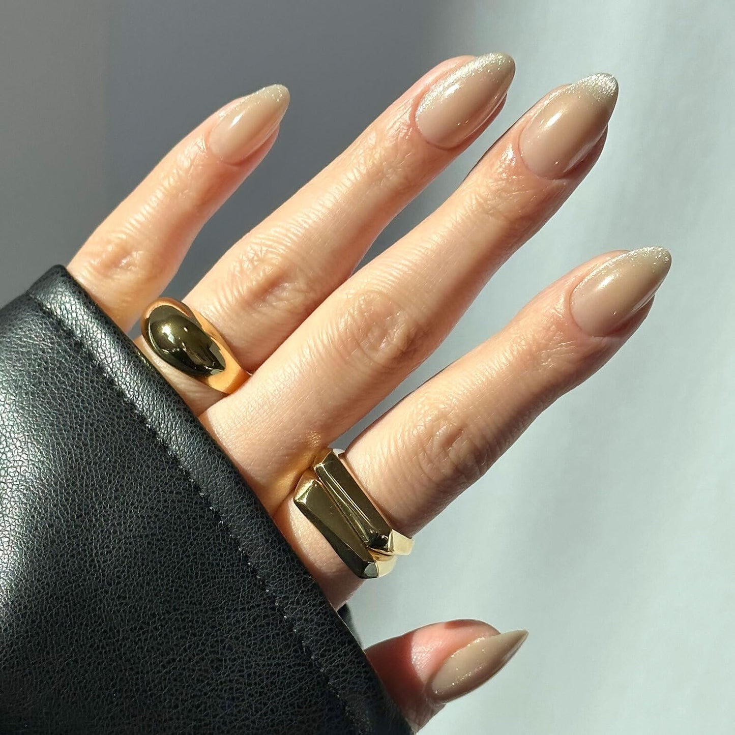 Glamnetic Press On Nails - Goal Digger | Glossy, Semi-Transparent, Short Round Nails, Reusable | 12 Sizes - 30 Nail Kit with Glue
