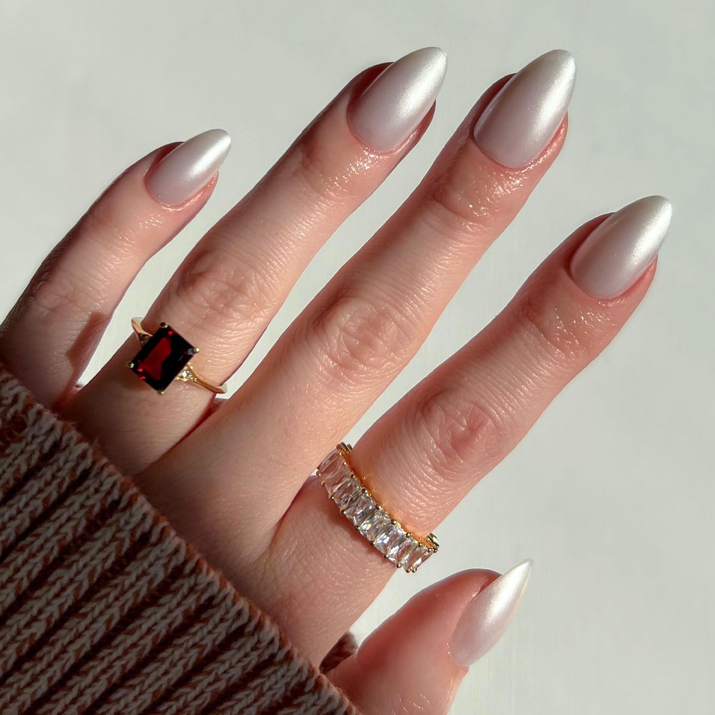Glamnetic Press On Nails - Goal Digger | Glossy, Semi-Transparent, Short Round Nails, Reusable | 12 Sizes - 30 Nail Kit with Glue