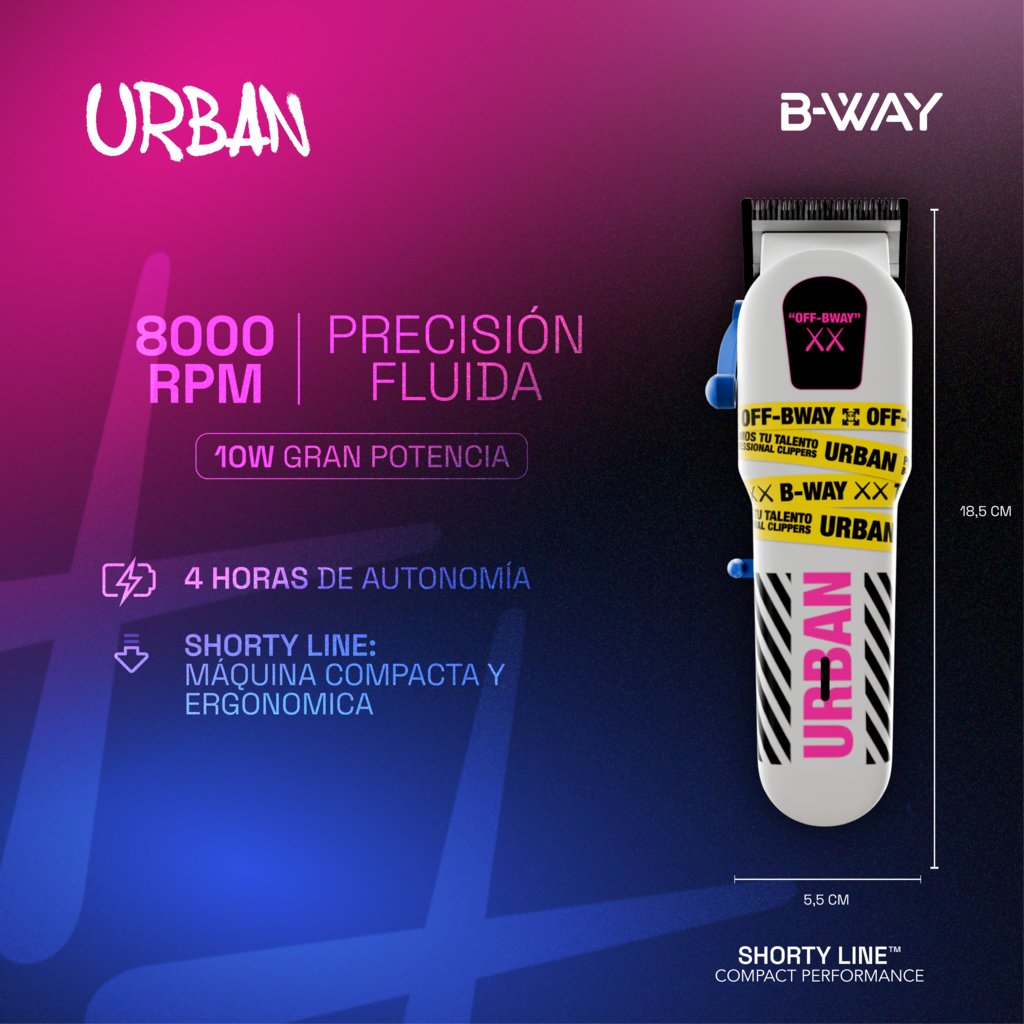 B‑WAY Urban Clipper & CUTZ White Trimmer – 2‑Piece Barber Set RT-Way USA