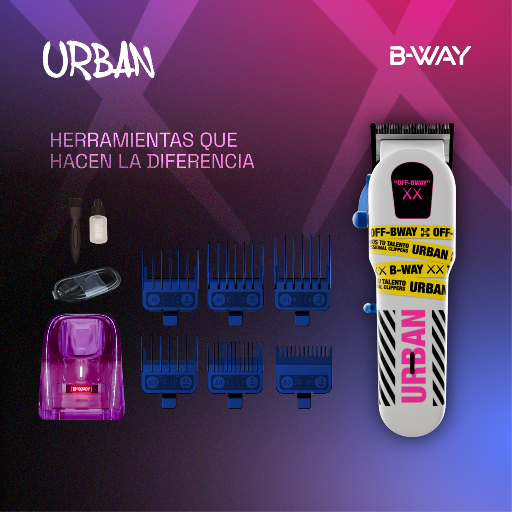 B‑WAY Urban Clipper & CUTZ White Trimmer – 2‑Piece Barber Set RT-Way USA