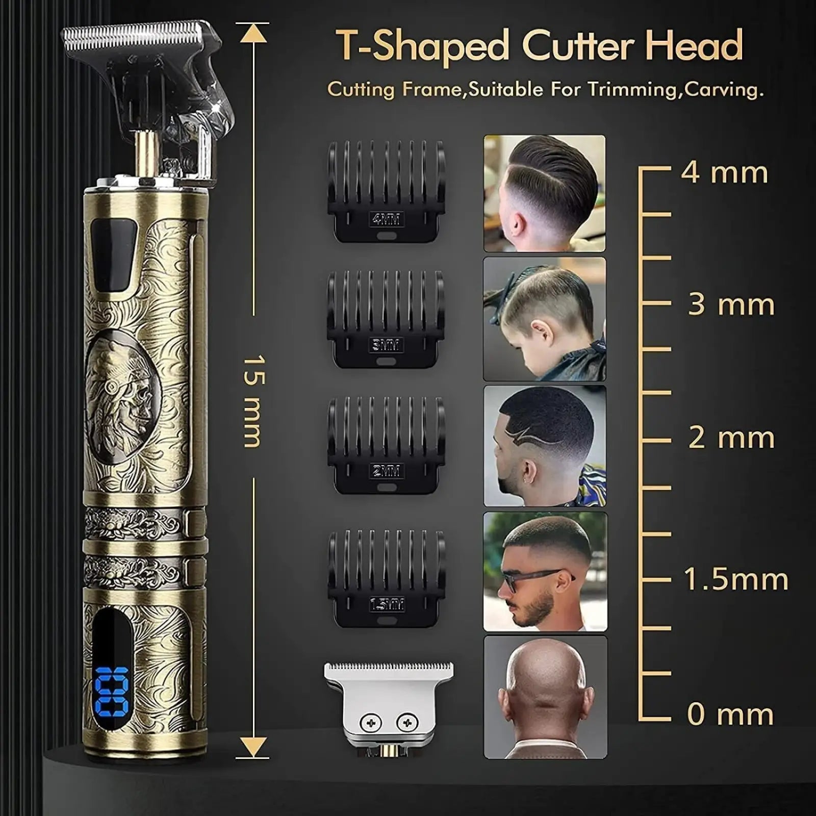 Hair Clippers Professional Gold t Blade Trimmer for Men ARBA Global