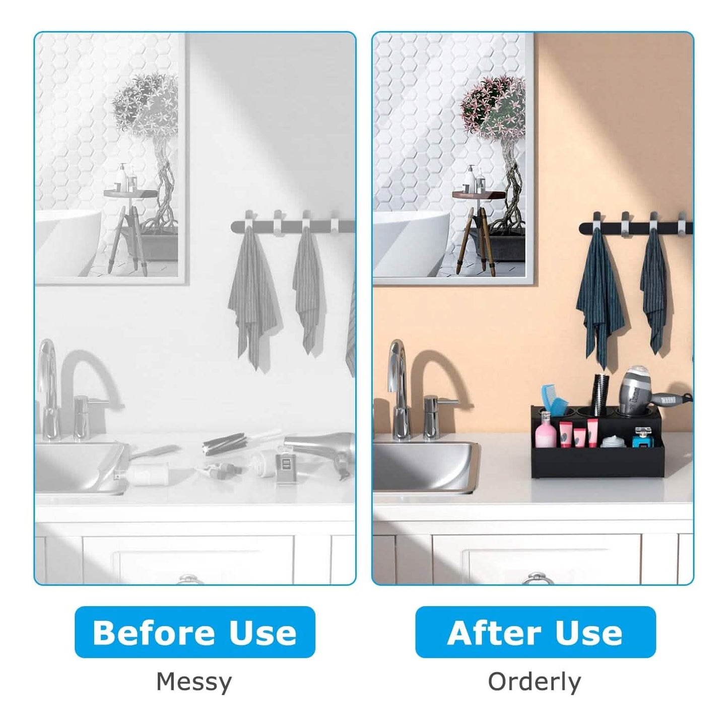 Hair Dryer Organizer with 3 Stainless Steel Cups DailySale
