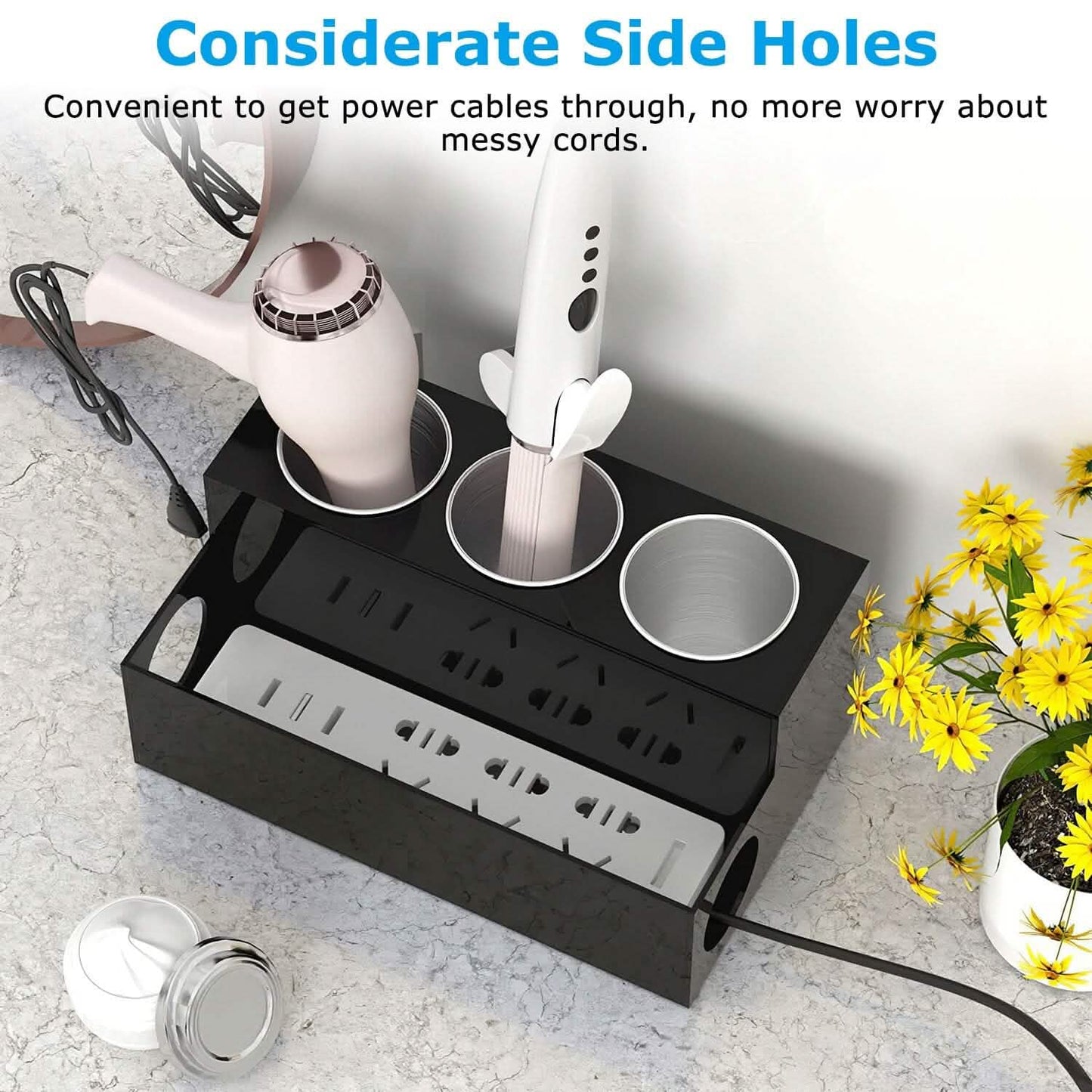 Hair Dryer Organizer with 3 Stainless Steel Cups DailySale