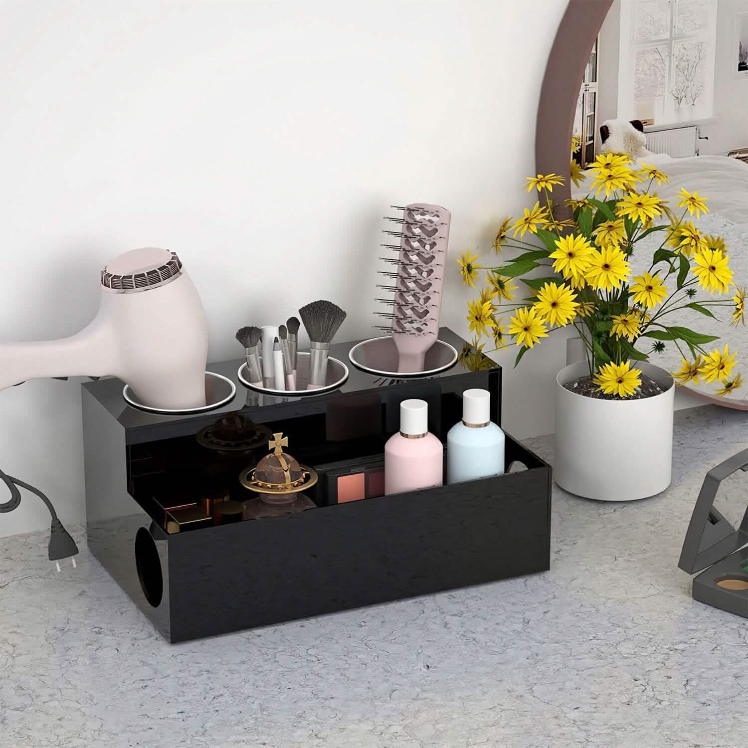 Hair Dryer Organizer with 3 Stainless Steel Cups DailySale