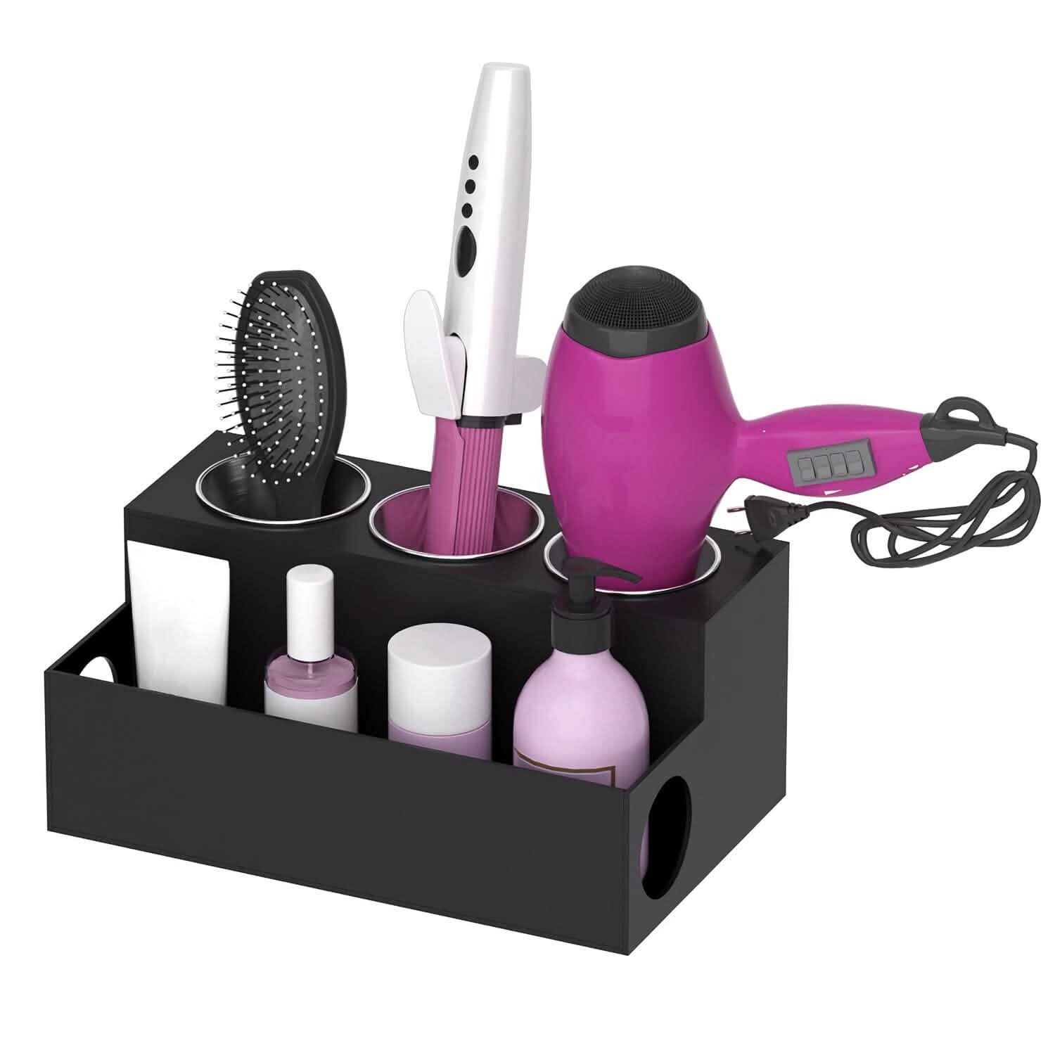 Hair Dryer Organizer with 3 Stainless Steel Cups DailySale