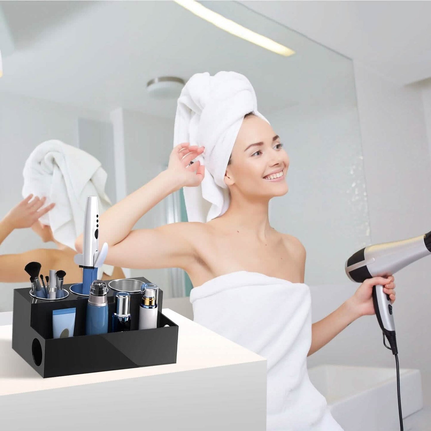 Hair Dryer Organizer with 3 Stainless Steel Cups DailySale