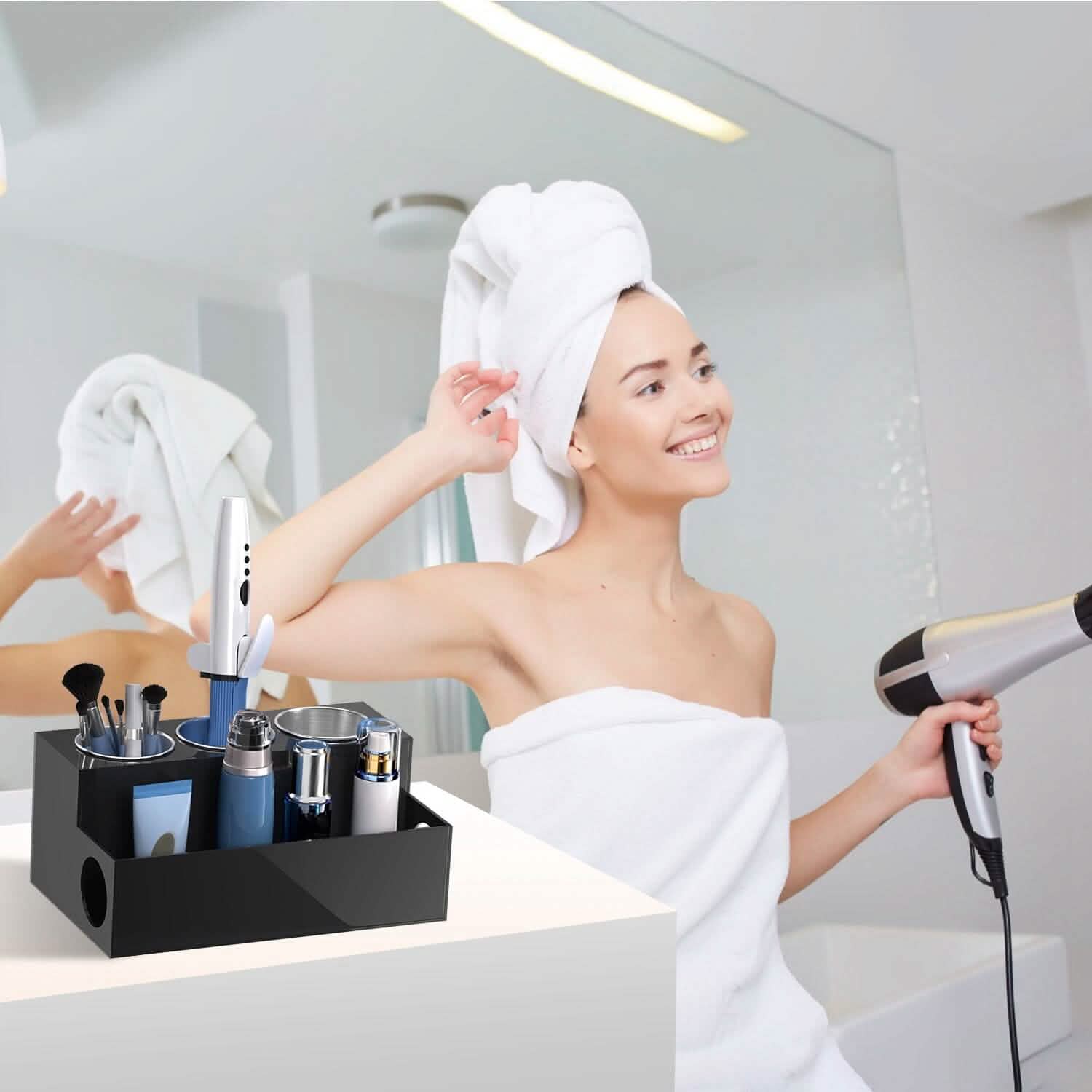Hair Dryer Organizer with 3 Stainless Steel Cups DailySale