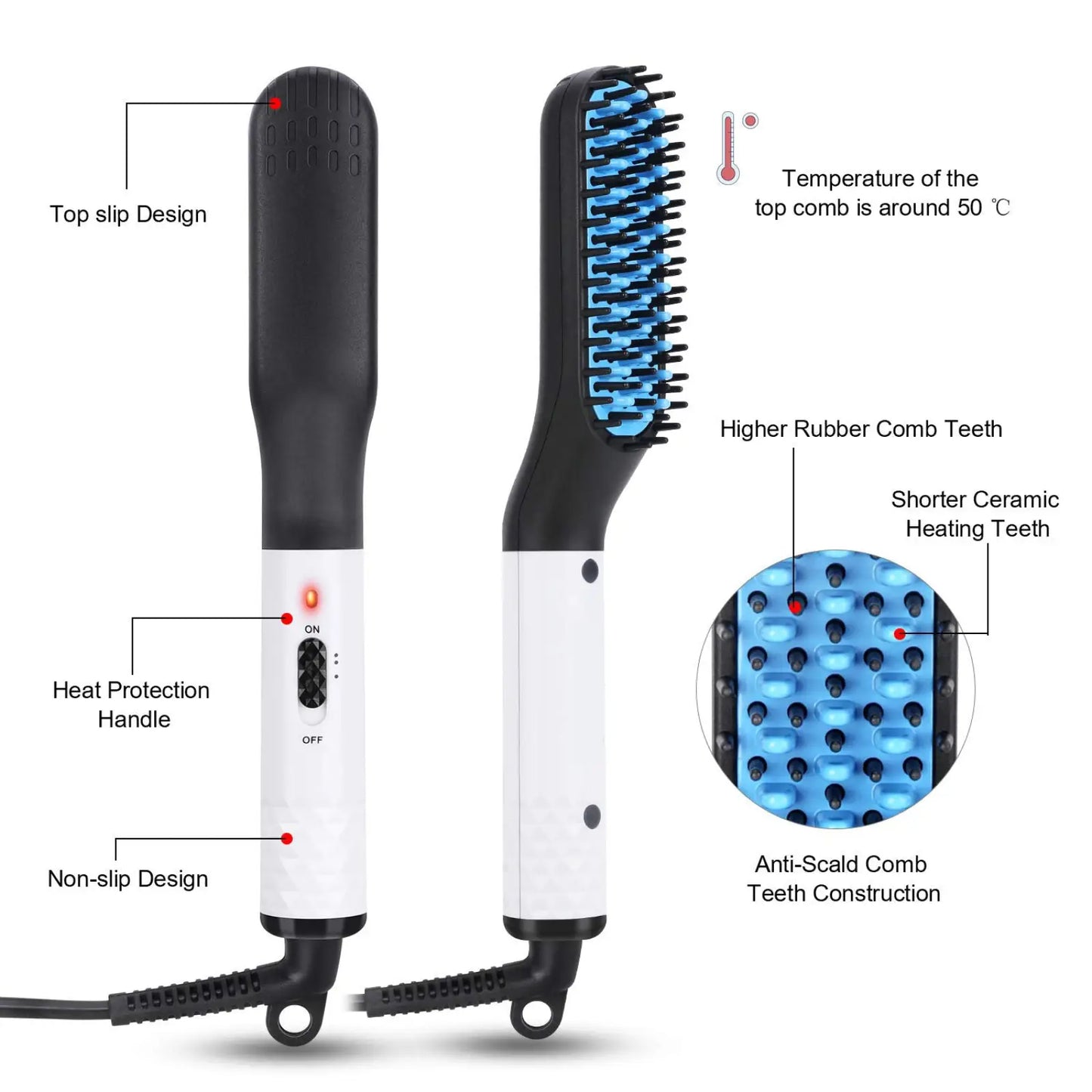 Hair Straightener Brush for Men Beard and Hair Styling ARBA Global