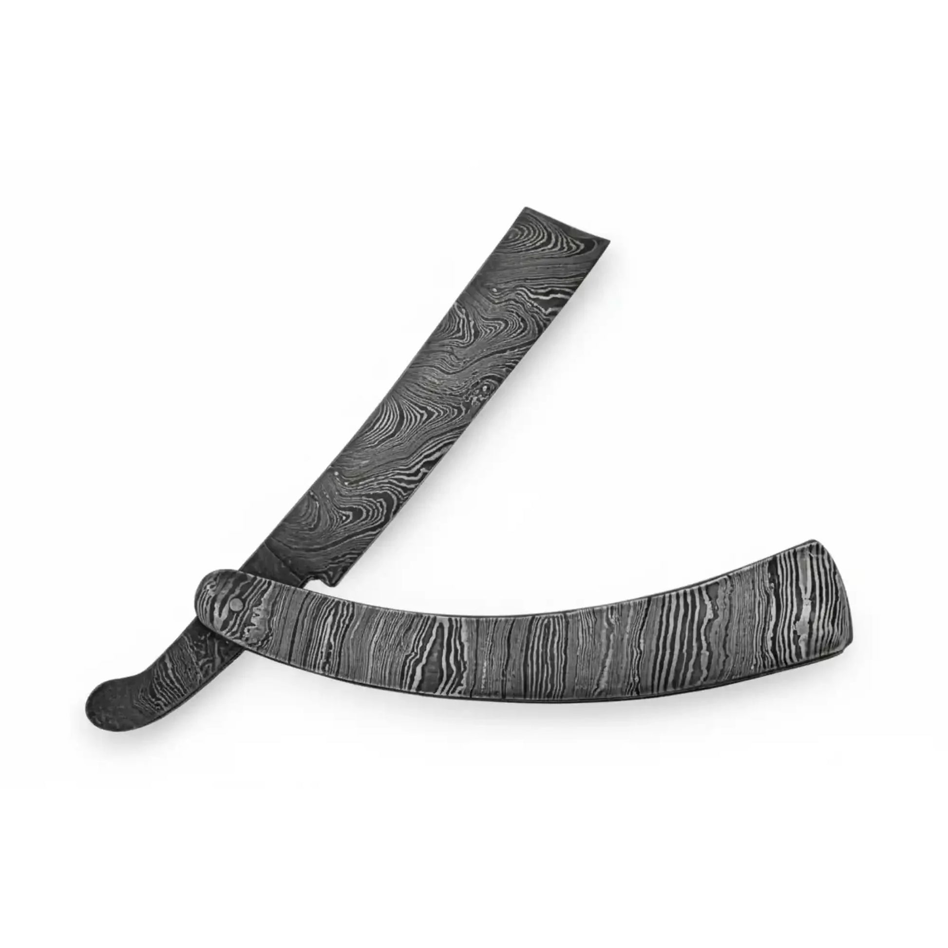 Handmade Damascus Steel Sweeney Todd Style Straight Razor Barber Folding Razor with Leather Sheath JW SteelCrafts