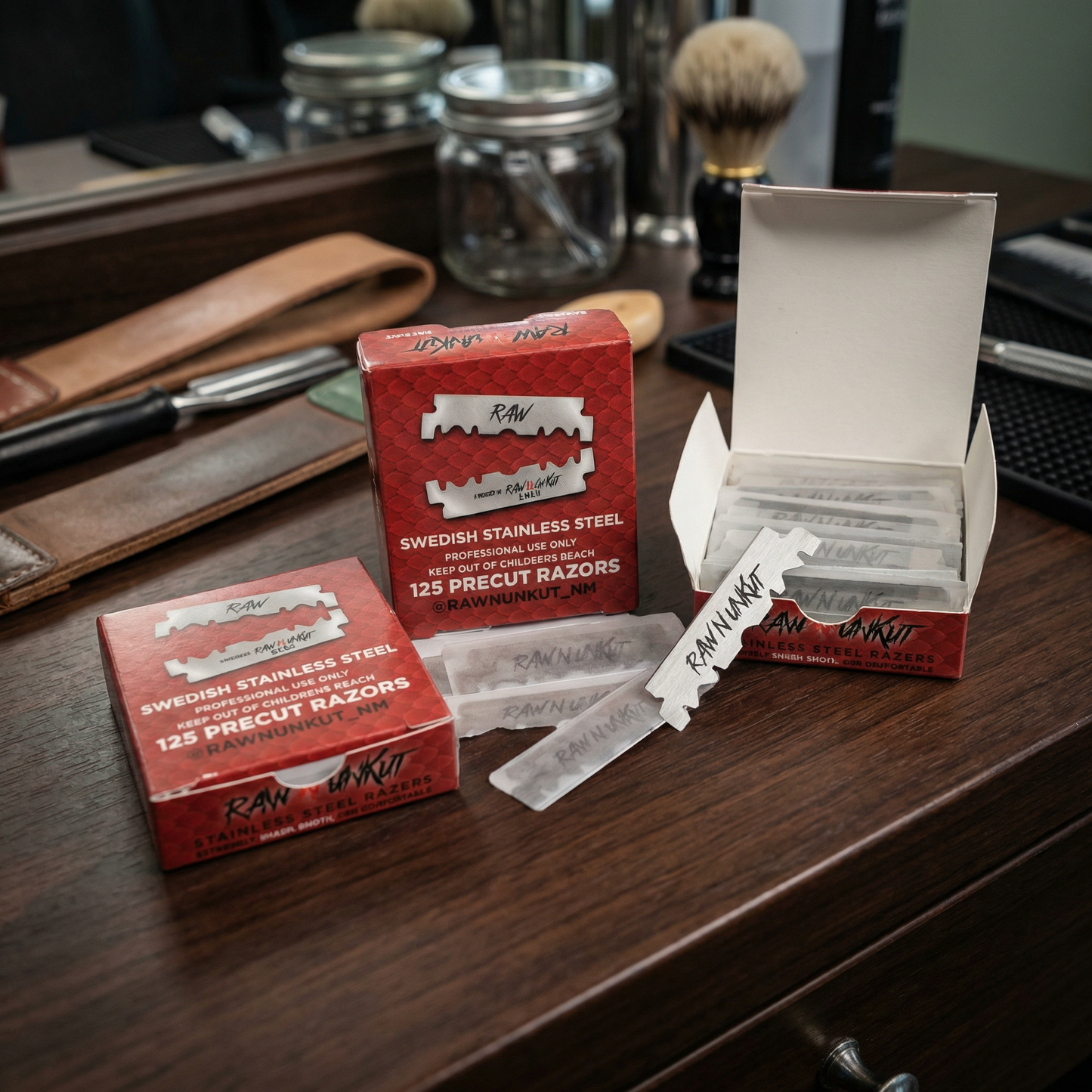 RAW N UNKUT Precut Razor Blades — Professional Barber Grade | Swedish Steel RAW N UNKUT