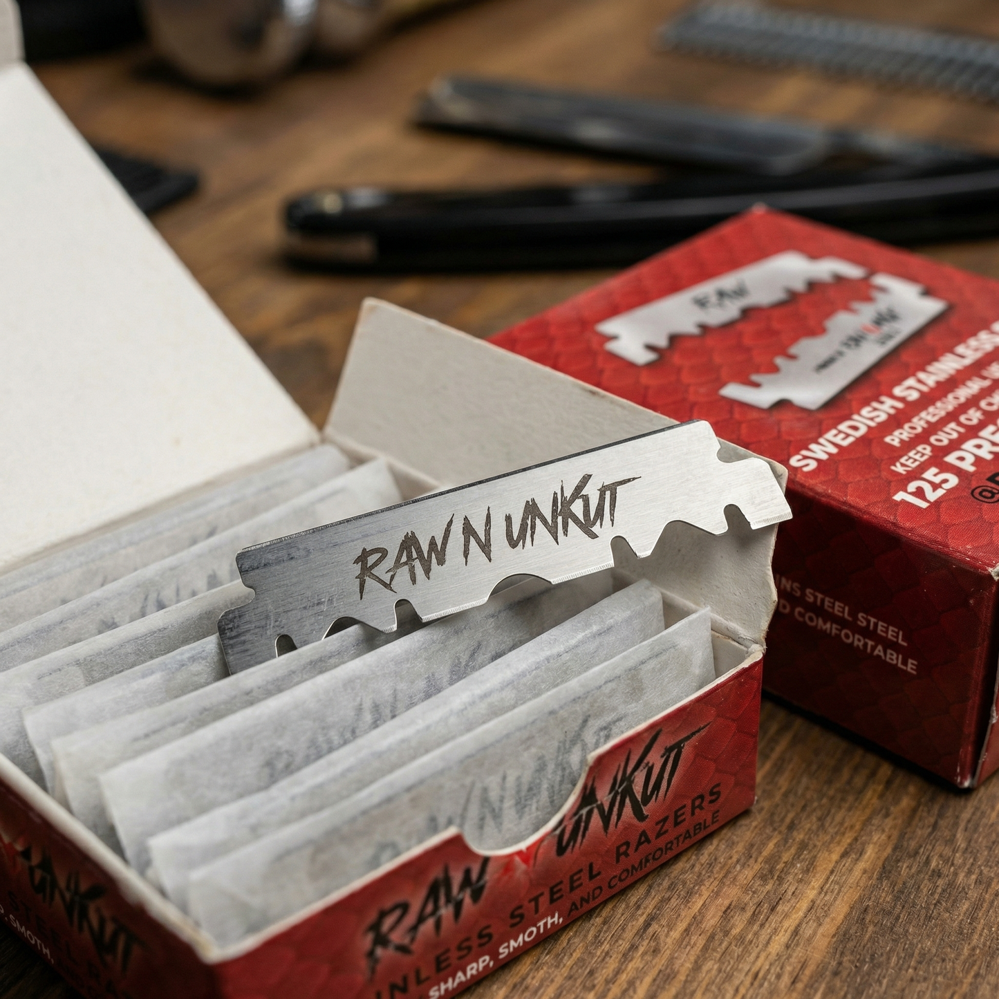 RAW N UNKUT Precut Razor Blades — Professional Barber Grade | Swedish Steel RAW N UNKUT