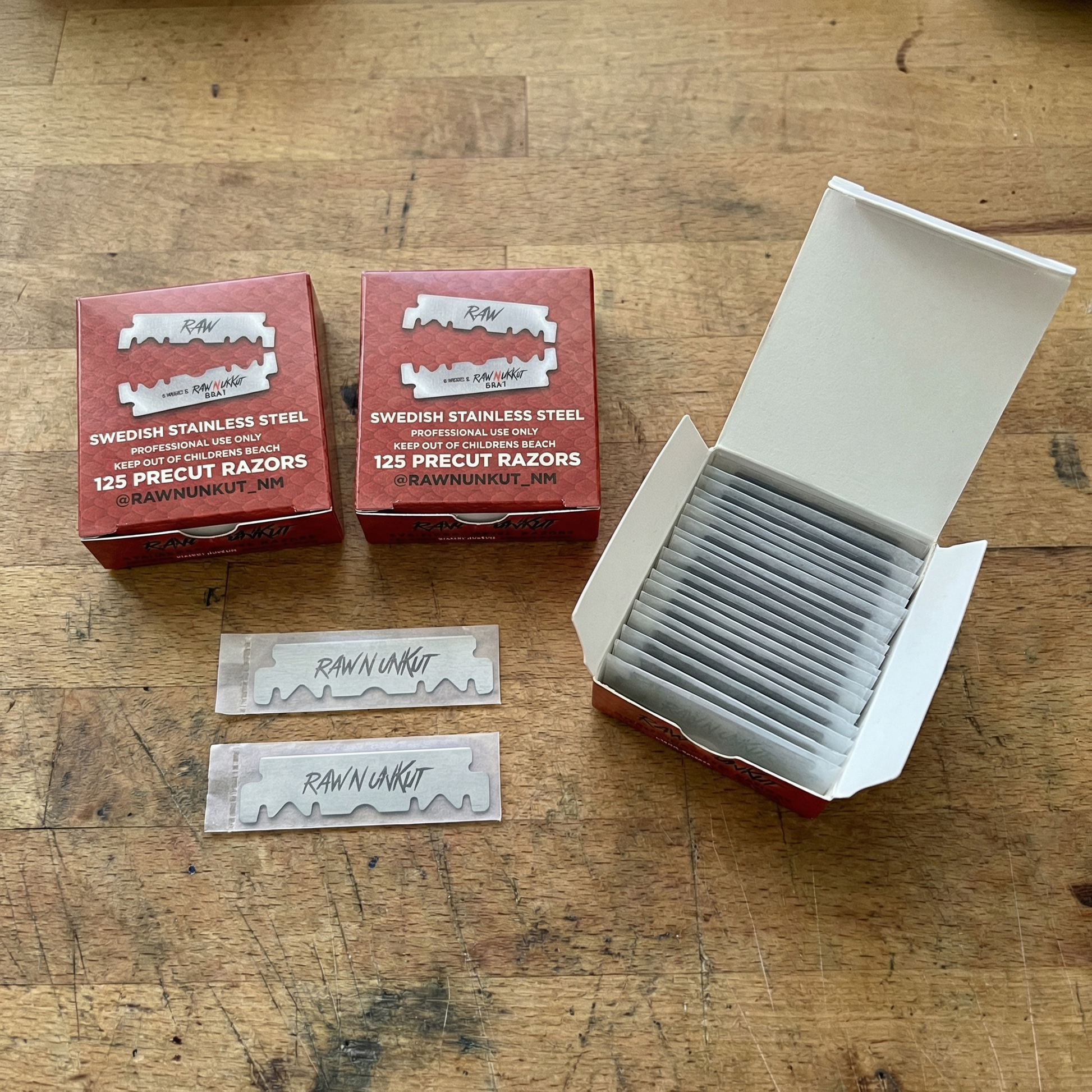 RAW N UNKUT Precut Razor Blades — Professional Barber Grade | Swedish Steel RAW N UNKUT