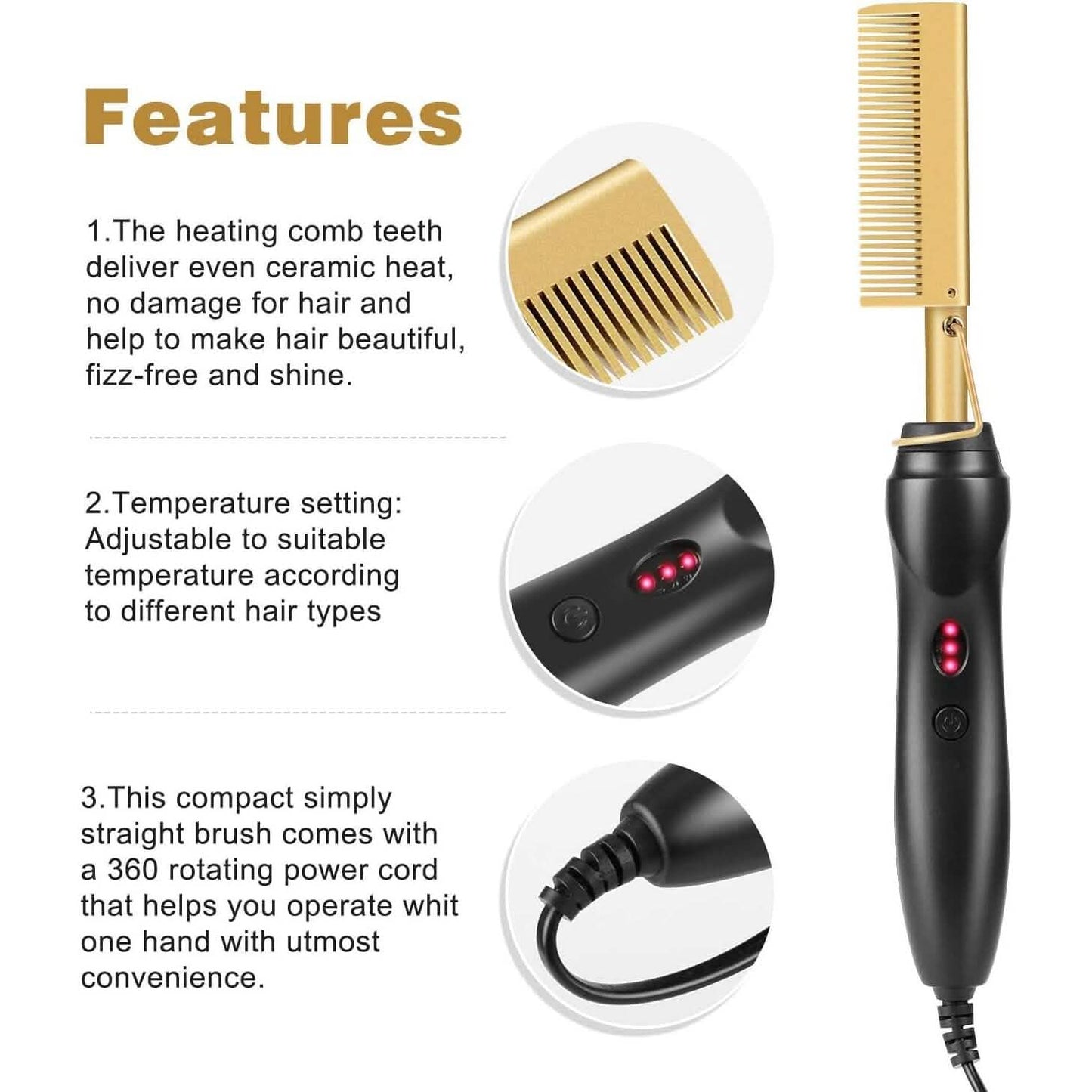 Hot Comb Hair Straightener Comb DailySale