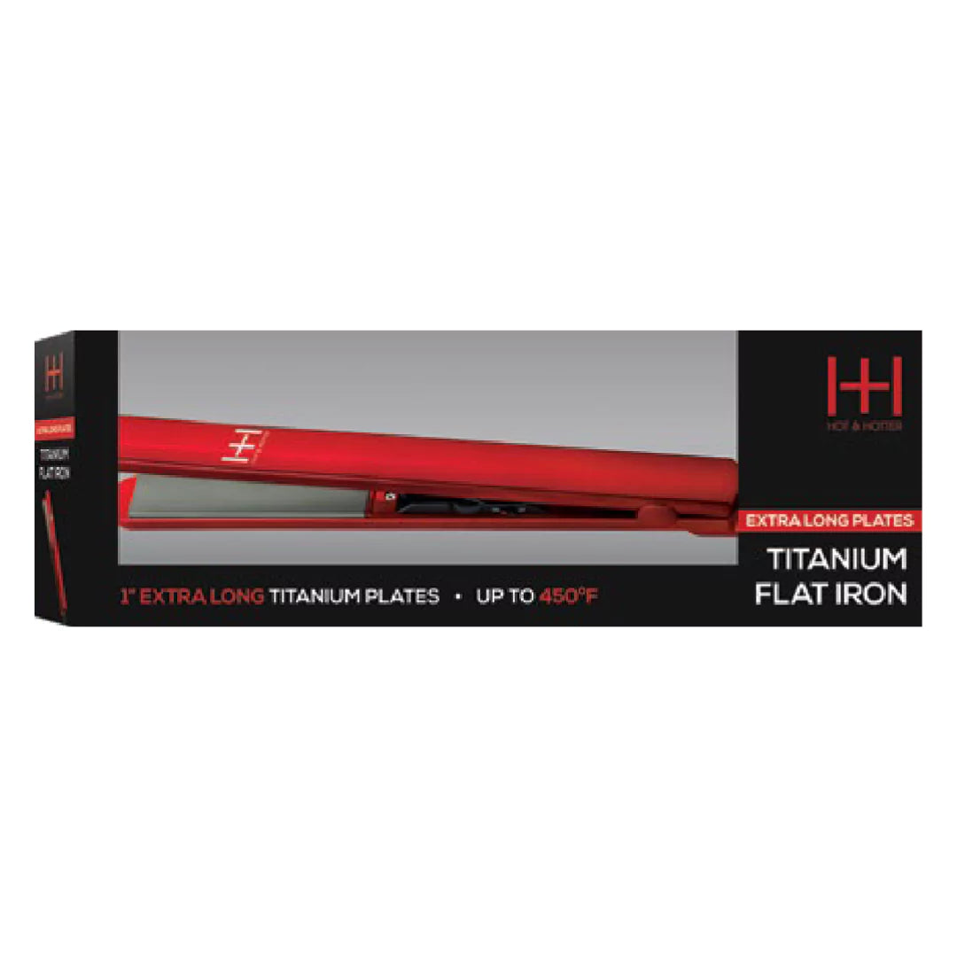 Hot & Hotter Extra Long Titanium Flat Iron 1 Inch, 1 Count, Red Annie International, Inc.