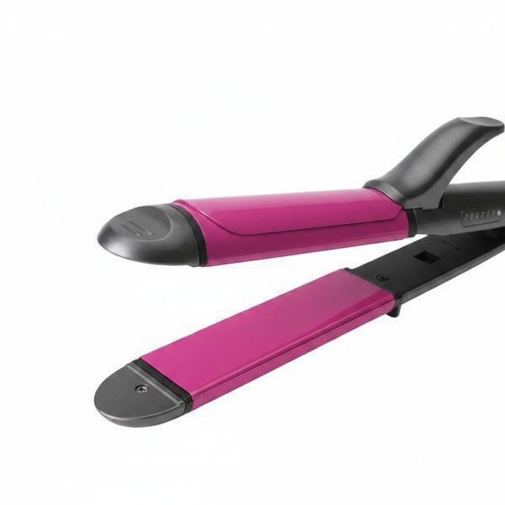 Hot & Hotter 2 in 1 Ceramic Flat Iron Hair Styler 1 1/4 Inch, 1 Count, Black & Pink Annie International, Inc.