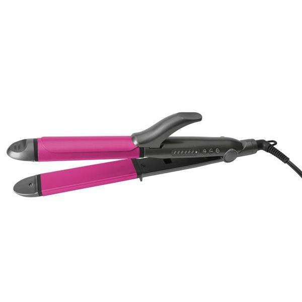 Hot & Hotter 2 in 1 Ceramic Flat Iron Hair Styler 1 1/4 Inch, 1 Count, Black & Pink Annie International, Inc.