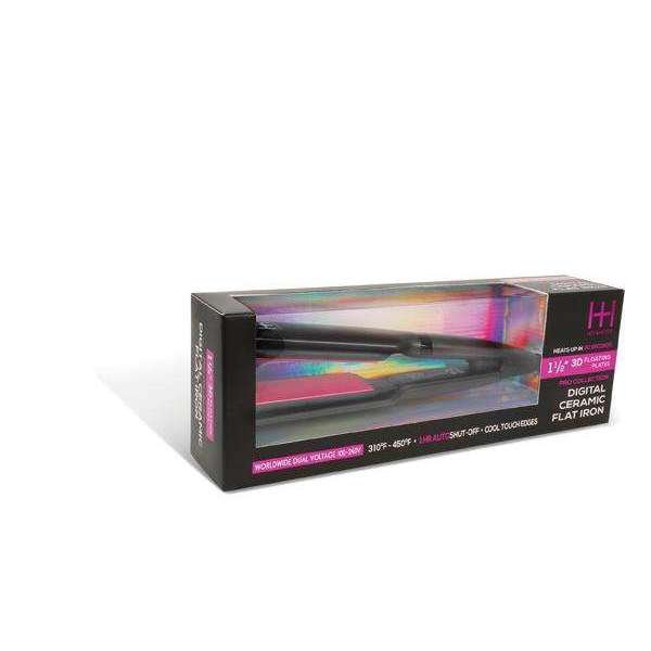 Hot & Hotter 3D Floating Plates Digital Ceramic Flat Iron 1 1/2 Inch, 1 Count, Black & Pink Annie International, Inc.