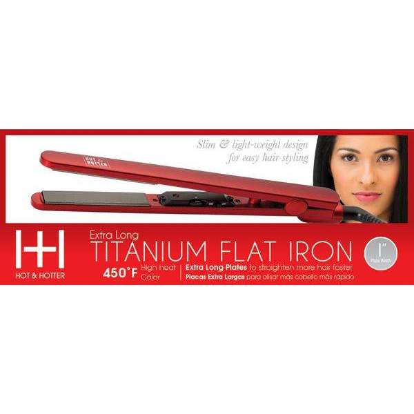 Hot & Hotter Extra Long Titanium Flat Iron 1 Inch, 1 Count, Red Annie International, Inc.