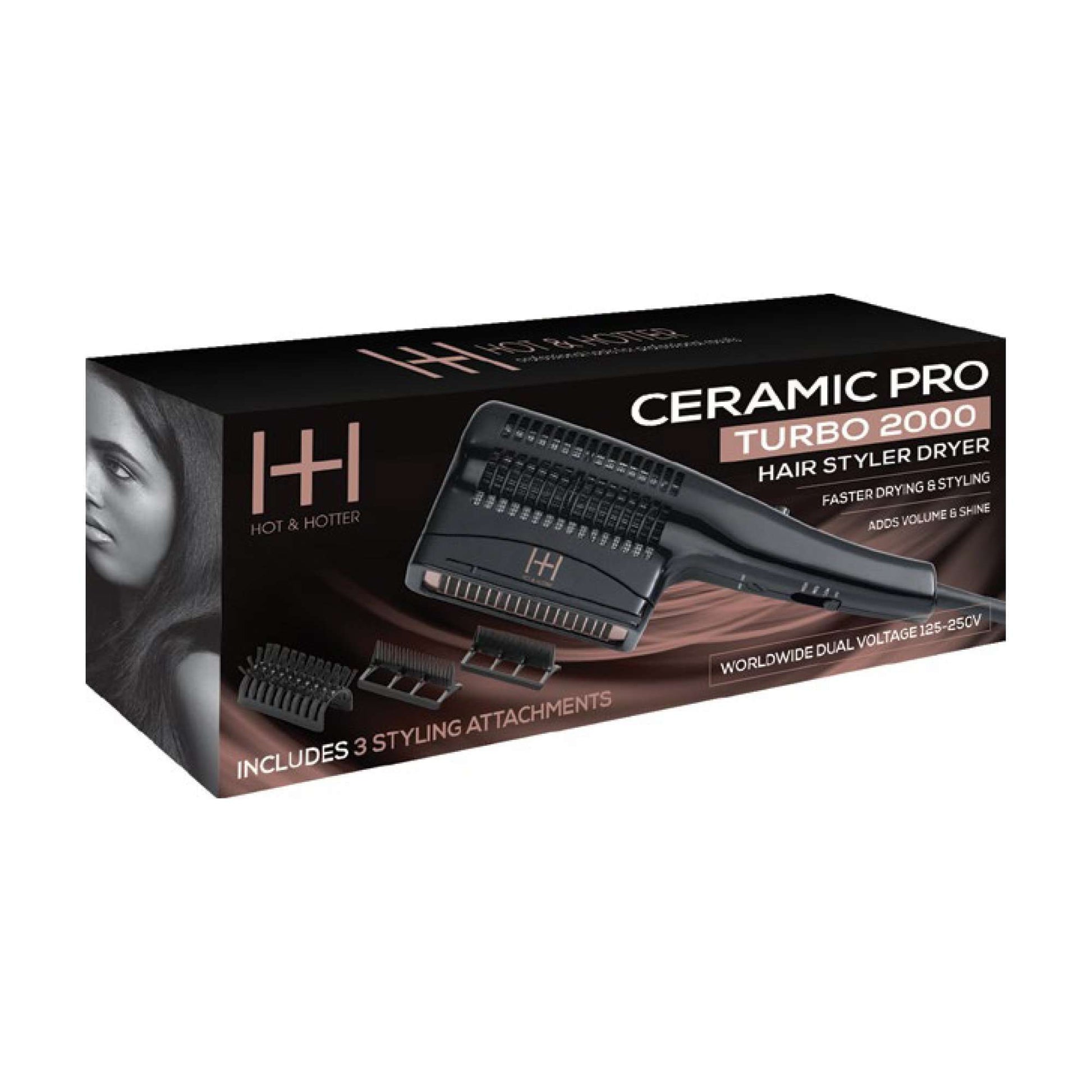 Hot & Hotter Ceramic Pro Turbo Hair Styler Dryer, 1 Count, Black Annie International, Inc.