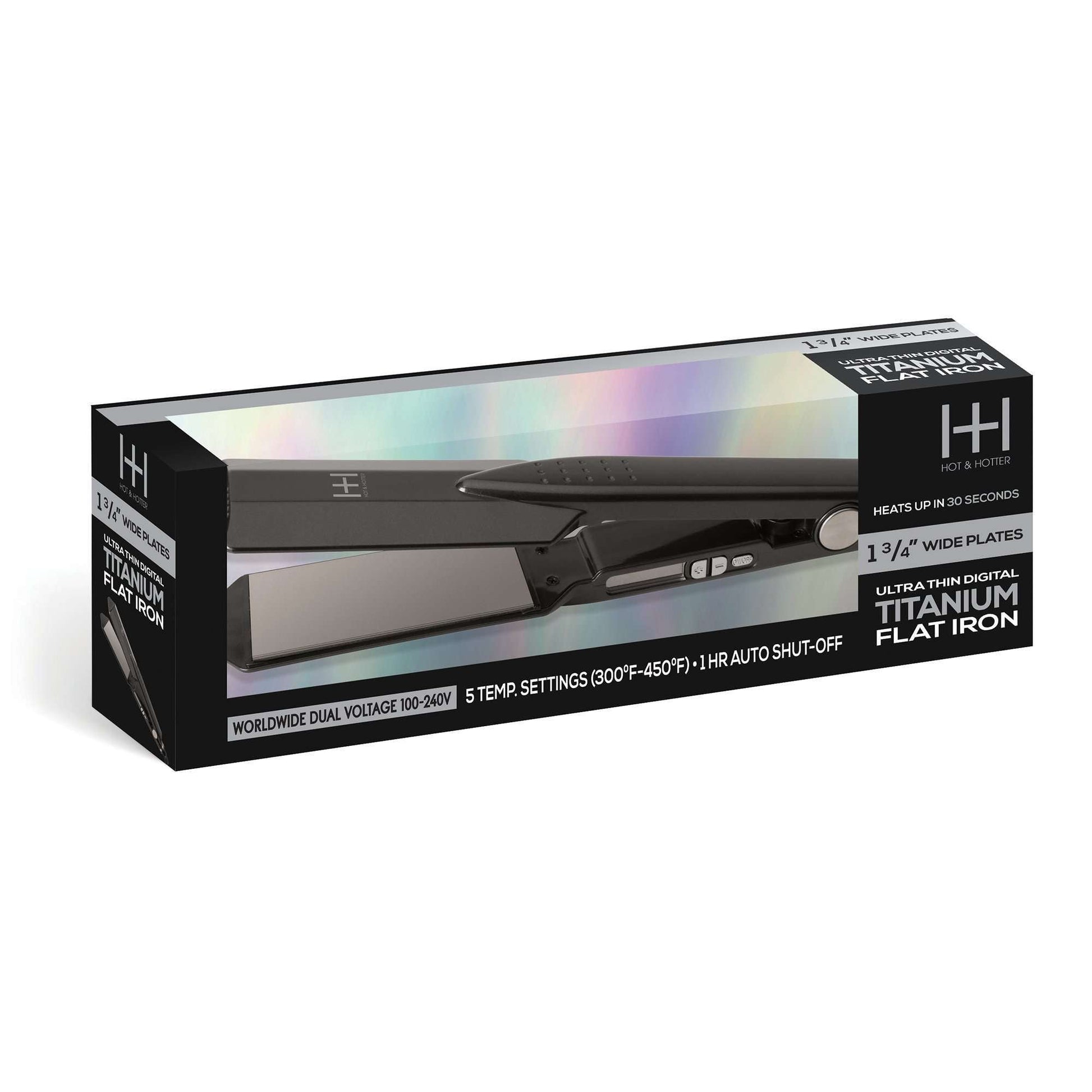 Hot & Hotter Ultra Thin Digital Titanium Flat Iron 1 3/4in, 1 Count Hair Straightener, Black Annie International, Inc.