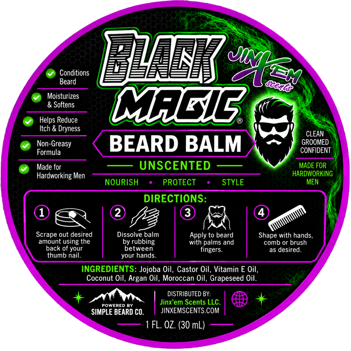 Black Magic Unscented Beard Balm Jinx'em Scents