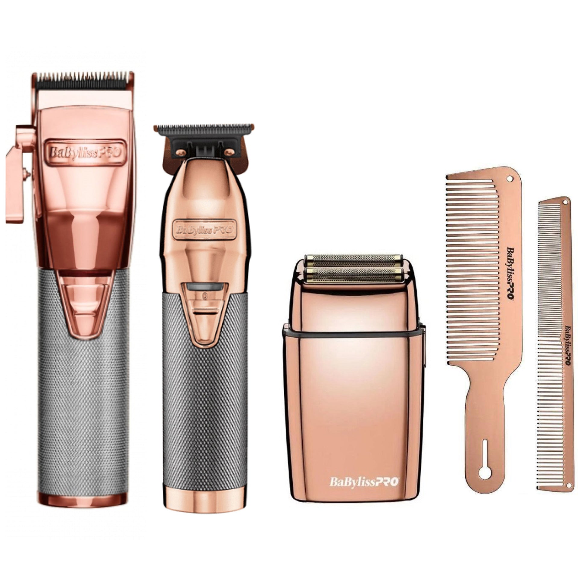 BaByliss Clipper, Skeleton Trimmer and Double Foil Shaver with Combs Combo The Barber Plug