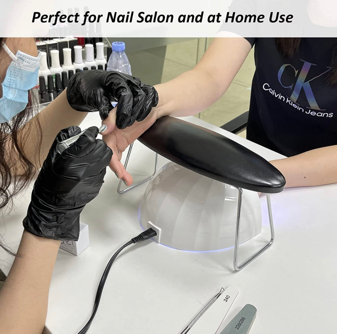 Black Arm Rest  - Microfiber Leather Lunali Nail Supply