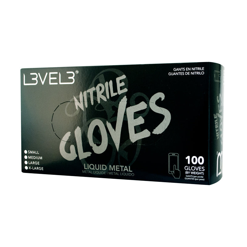 L3VEL3 NITRILE GLOVE LIQUID METAL The Barber Plug