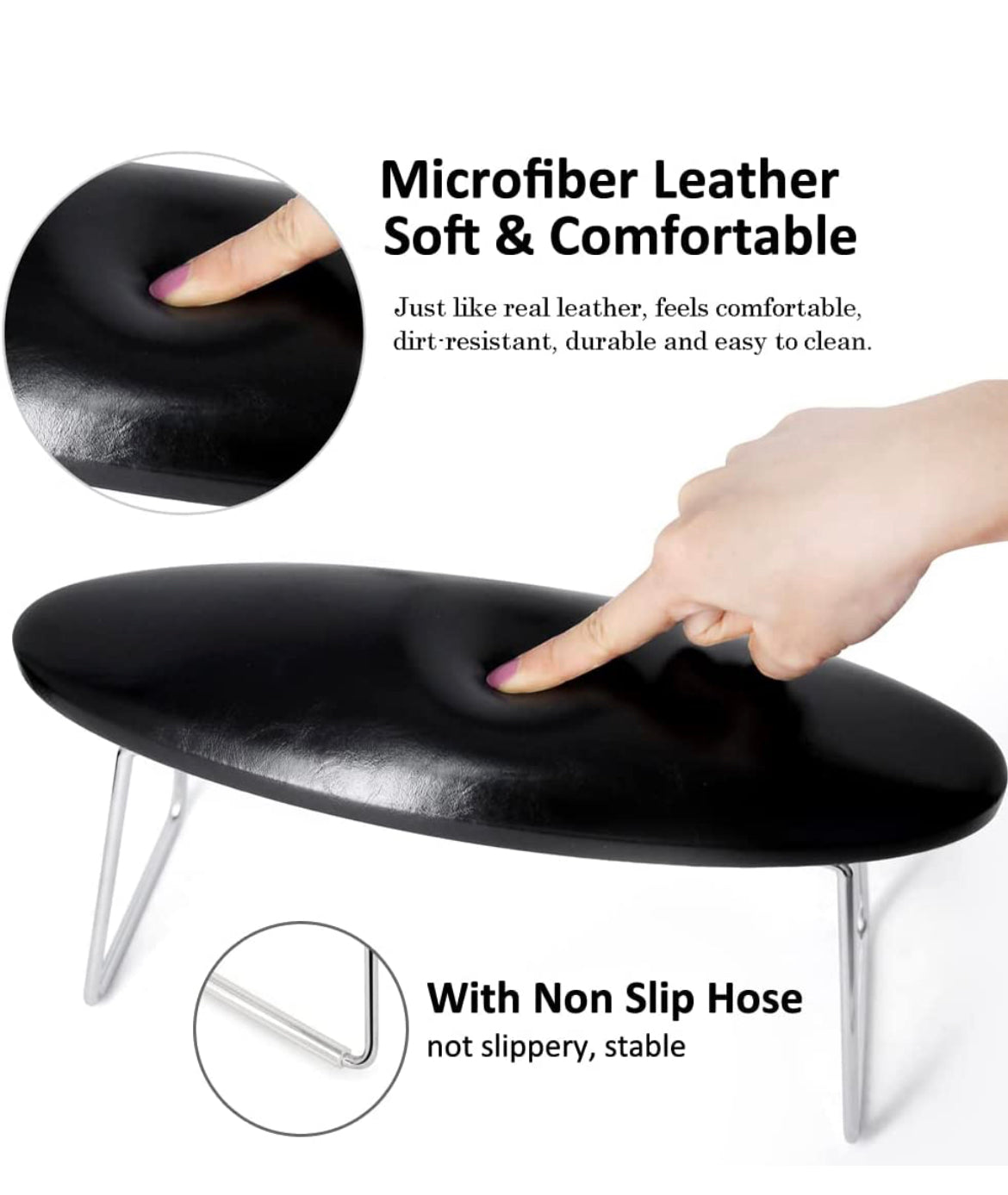 Black Arm Rest  - Microfiber Leather Lunali Nail Supply