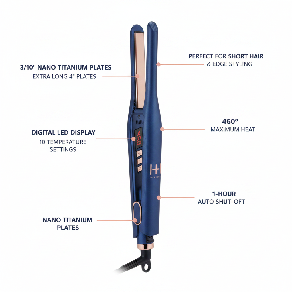 Hot & Hotter Nano Titanium Digital Pencil Flat Iron 3/10 Inch, 1 Count, Blue Annie International, Inc.