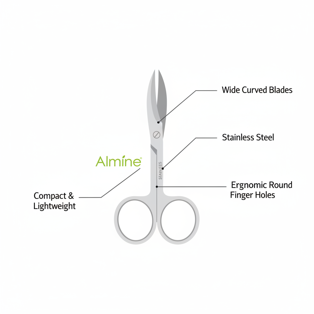 Almine Nail Scissors Curved, 1 Count, Silver Annie International, Inc.