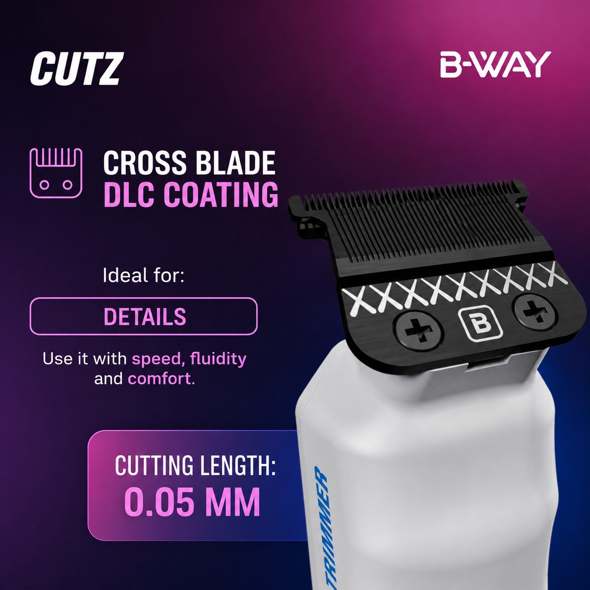 B‑WAY Katana Clipper & CUTZ White Trimmer – 2‑Piece Barber Set RT-Way USA