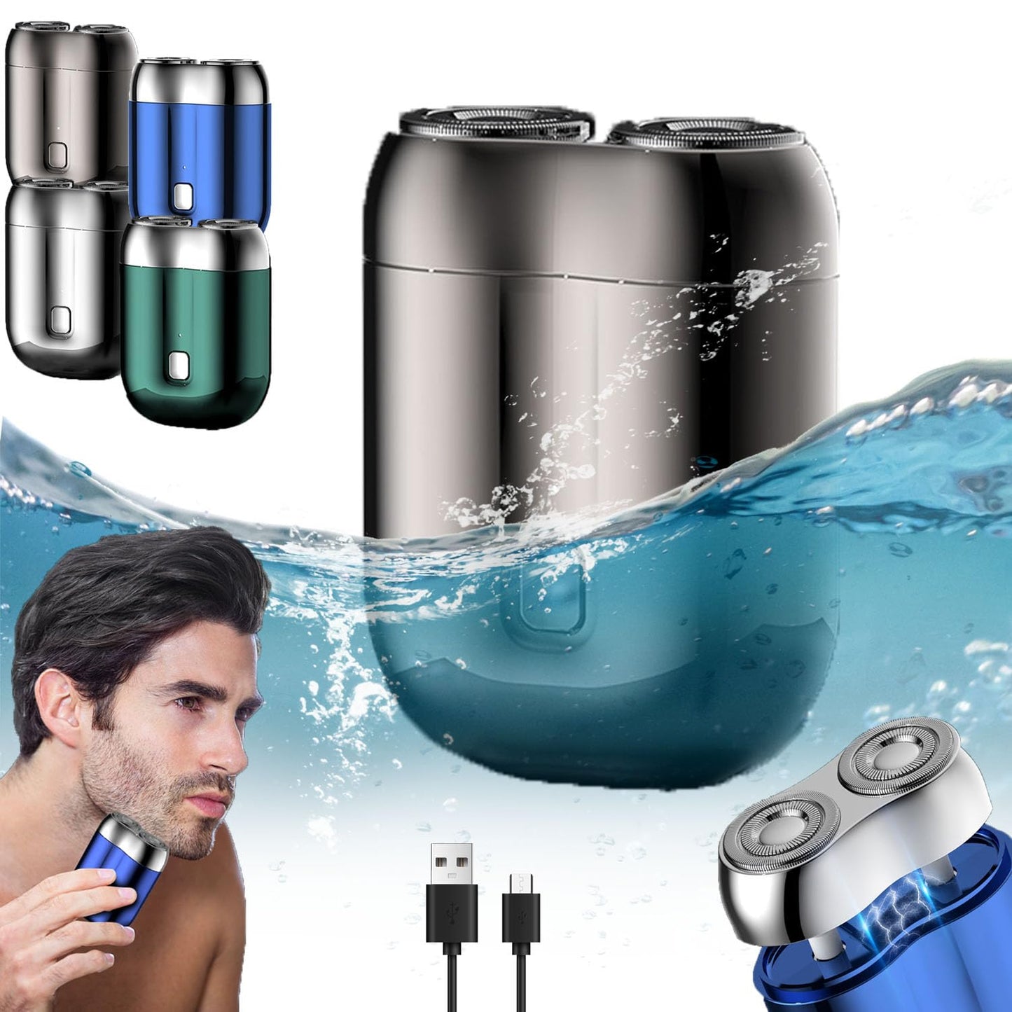 I.Ureza Mini Shaver, I.Ureza Shavers, Monhck - Mini Shave Portable ElectricShaver for Men, Electric Razor for Men Pocket Size Mini PortableShaver, Waterproof (Green) 7DAY'S